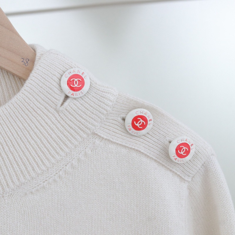 ❤️ CHANEL 山羊絨 條紋LOGO毛衣-4