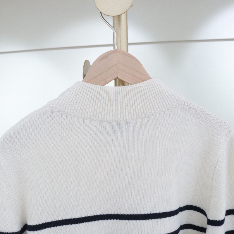 ❤️ CHANEL 山羊絨 條紋LOGO毛衣-5