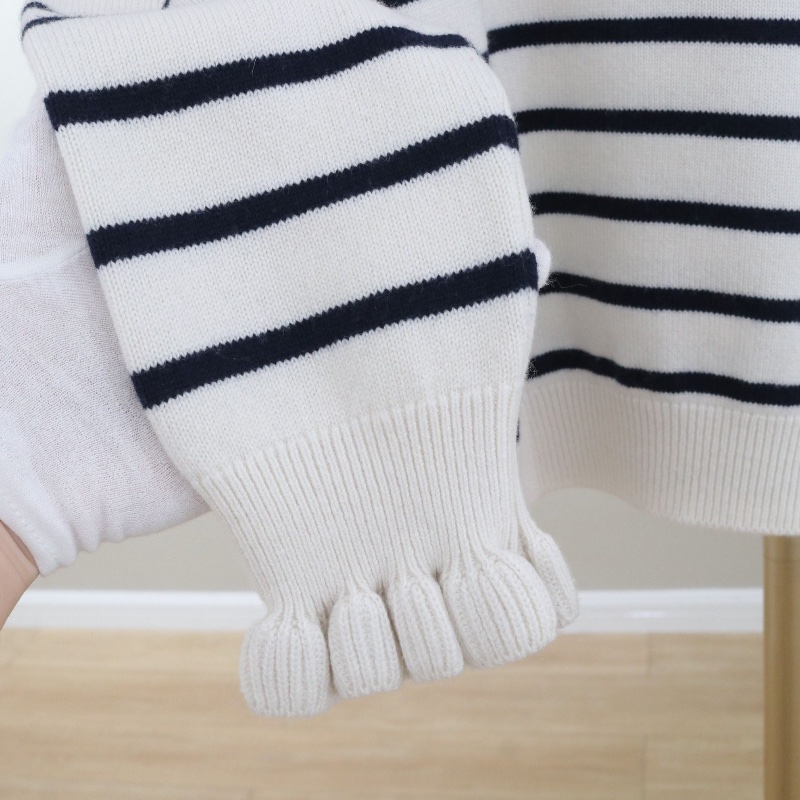 ❤️ CHANEL 山羊絨 條紋LOGO毛衣-6