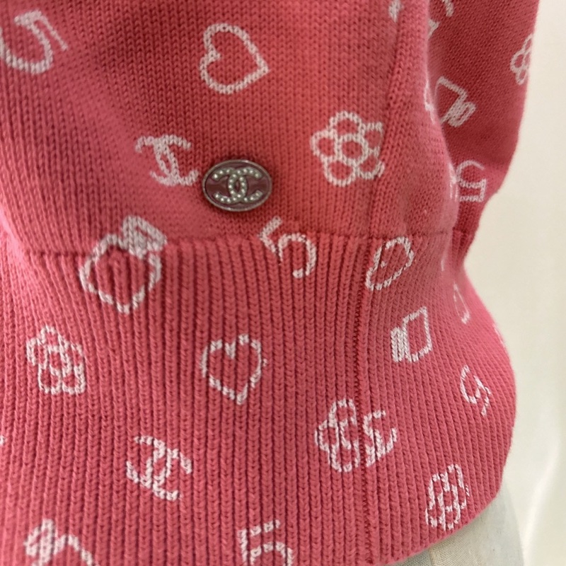 CHANEL 23C粉色馬甲針織背心 40碼-3
