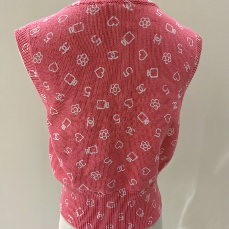 CHANEL 23C粉色馬甲針織背心 40碼-4