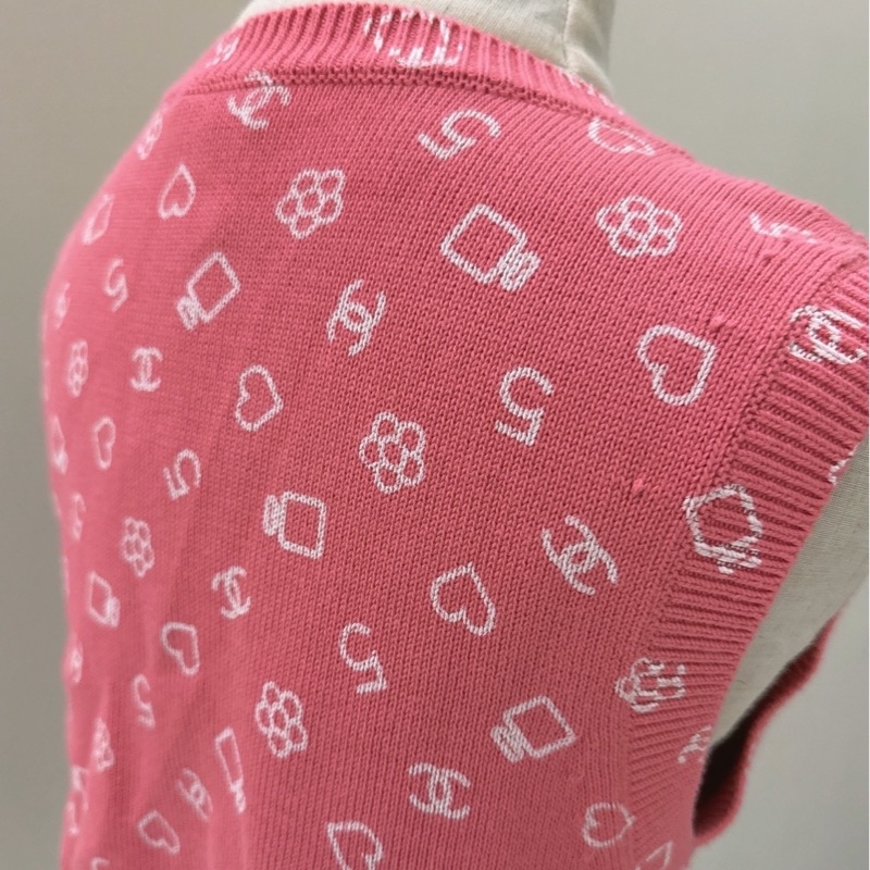 CHANEL 23C粉色馬甲針織背心 40碼-5