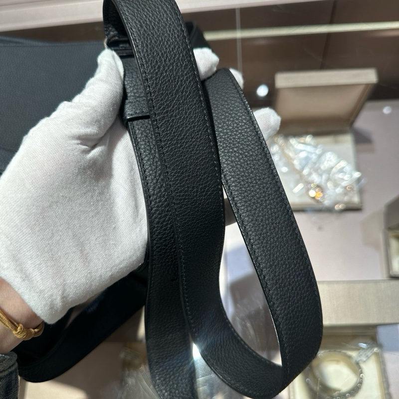 Hermes爱马仕 SteveLightjunior黑色银扣Togo皮信差包-7