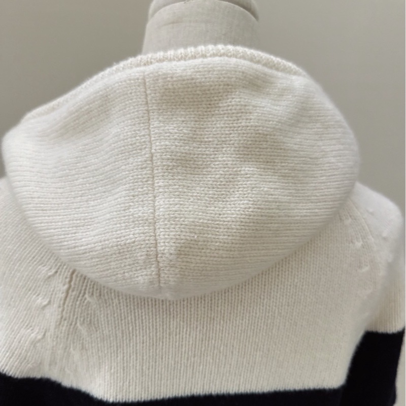 Dior 黑白羊絨連帽短版針織毛衣 36碼-6