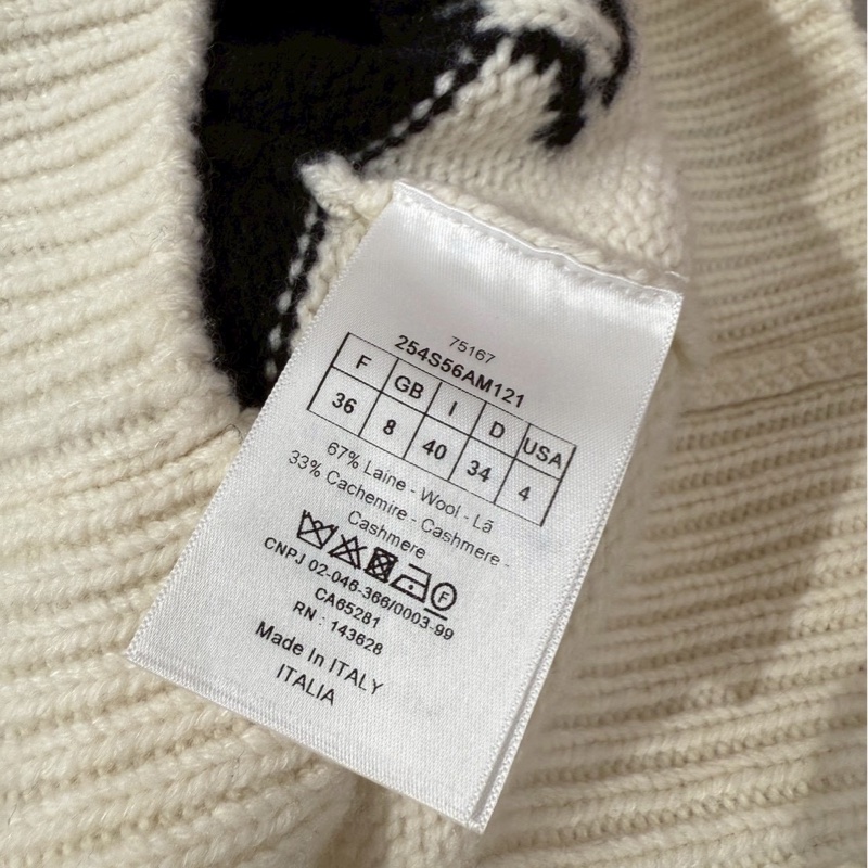Dior 黑白羊絨連帽短版針織毛衣 36碼-9