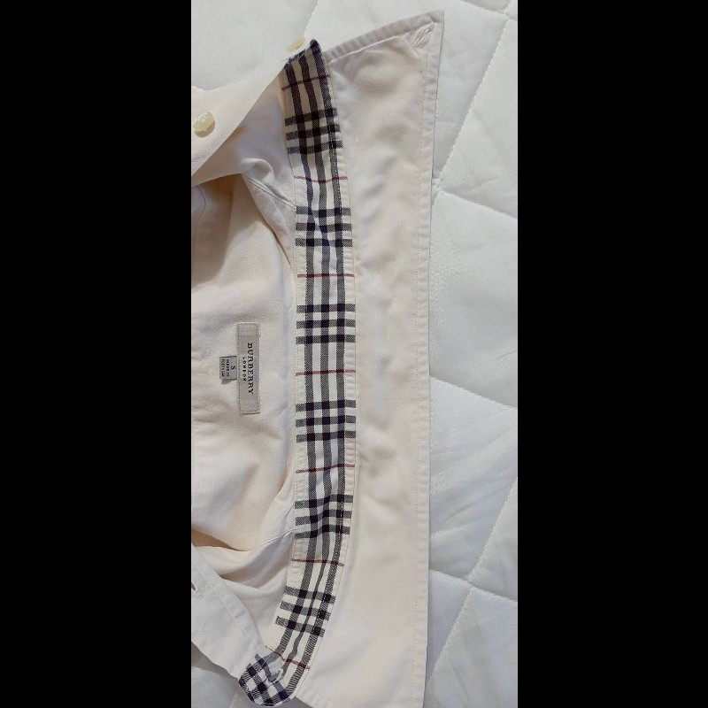美版BURBERRY 博柏利 LONDON 戰馬 男奶茶色經典格紋牛津布長袖襯衫S-5