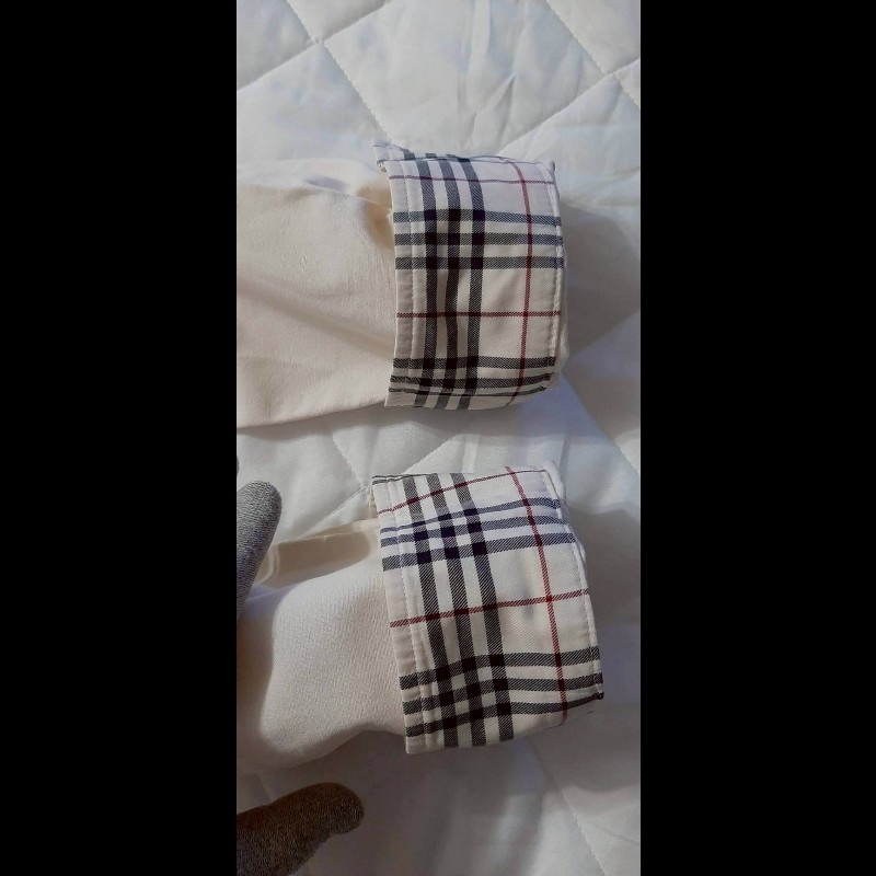 美版BURBERRY 博柏利 LONDON 戰馬 男奶茶色經典格紋牛津布長袖襯衫S-6