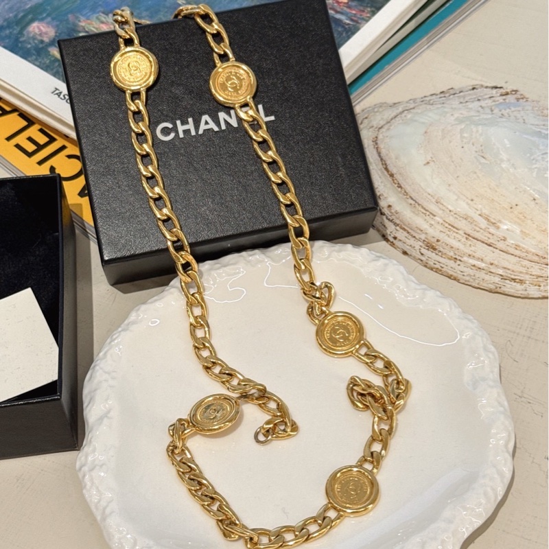 CHANEL Vintage五金幣腰鏈-0