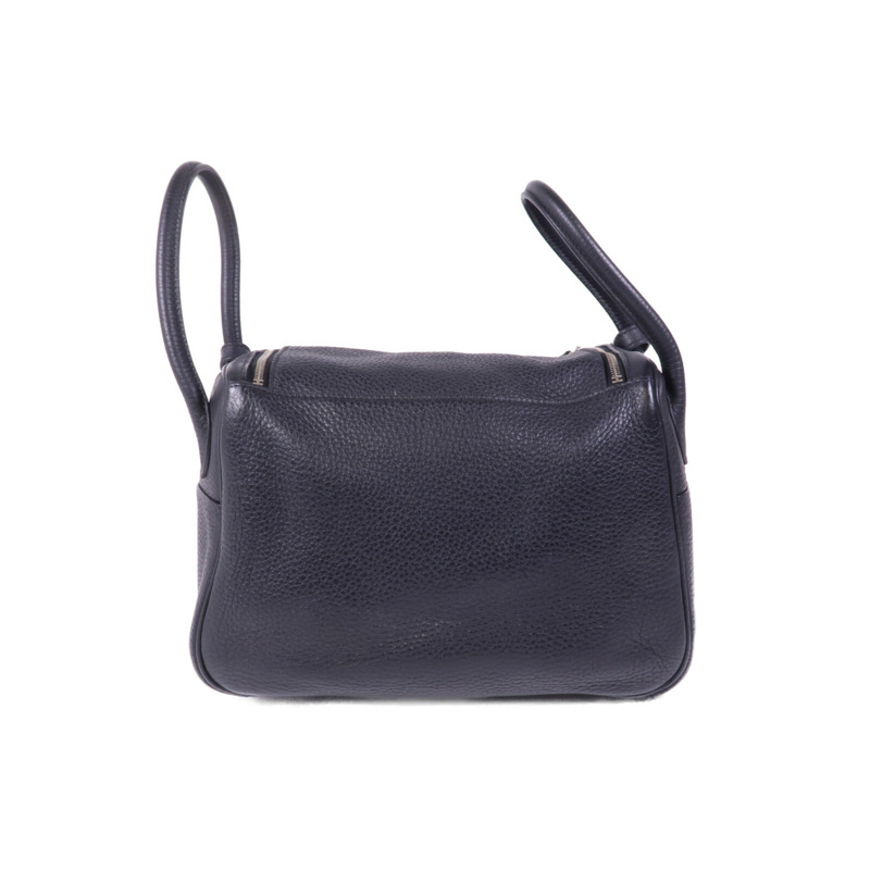 HERMES Clemence皮革Lindy 26銀扣手挽肩背兩用袋Noir-1