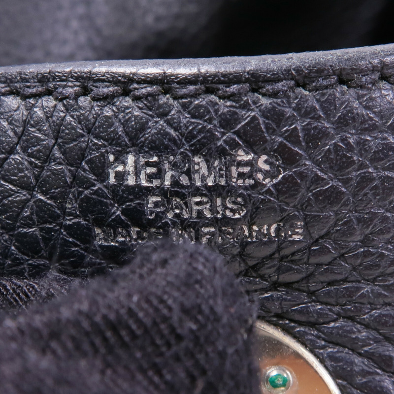 HERMES Clemence皮革Lindy 26銀扣手挽肩背兩用袋Noir-5