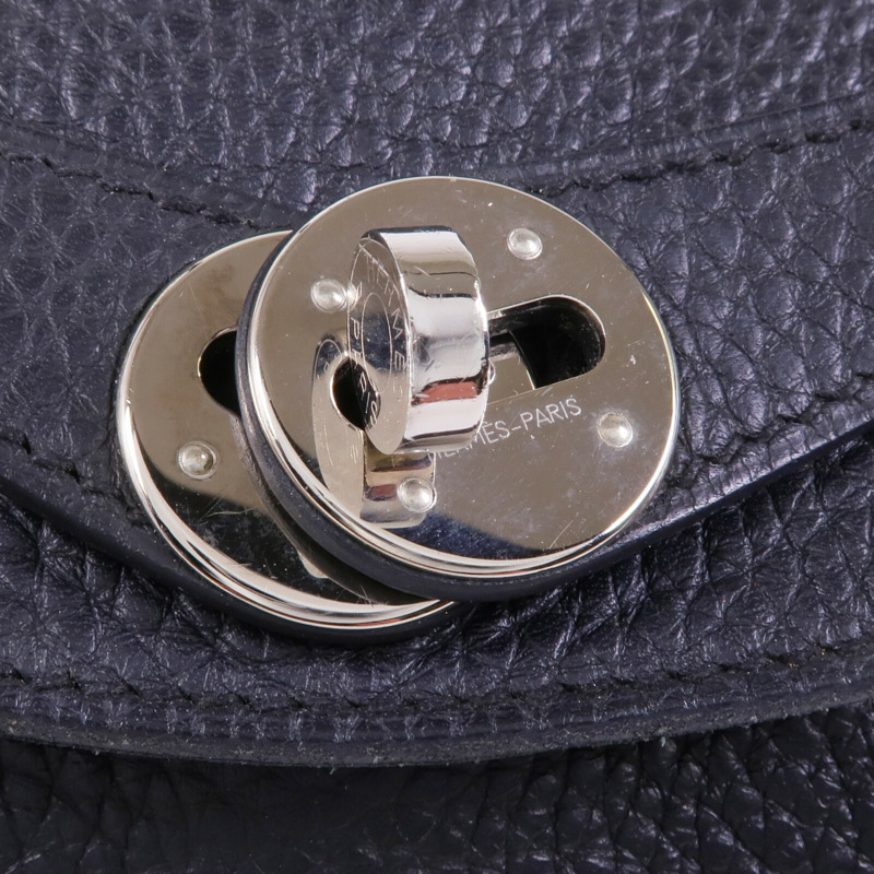 HERMES Clemence皮革Lindy 26銀扣手挽肩背兩用袋Noir-8