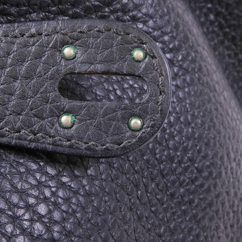 HERMES Clemence皮革Lindy 26銀扣手挽肩背兩用袋Noir-17