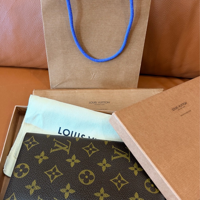 真品 LV 路易威登 Monogram 經典原花雙折長夾 護照夾 西裝正裝錢包-0