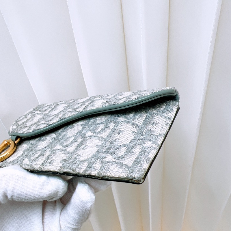 Dior 灰色老花拉鏈卡包/短夾-1