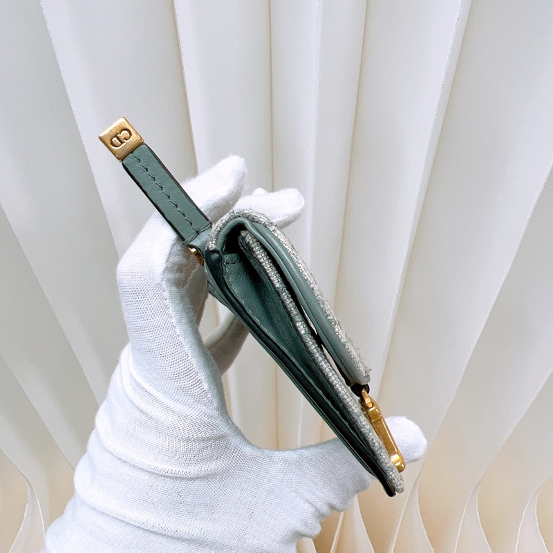 Dior 灰色老花拉鏈卡包/短夾-4