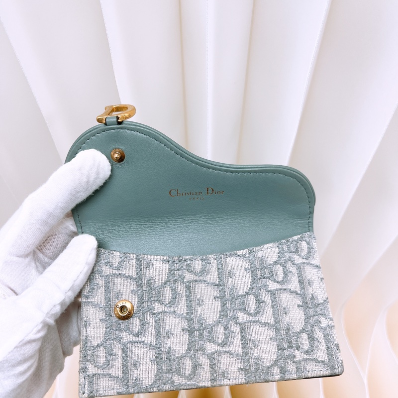 Dior 灰色老花拉鏈卡包/短夾-7