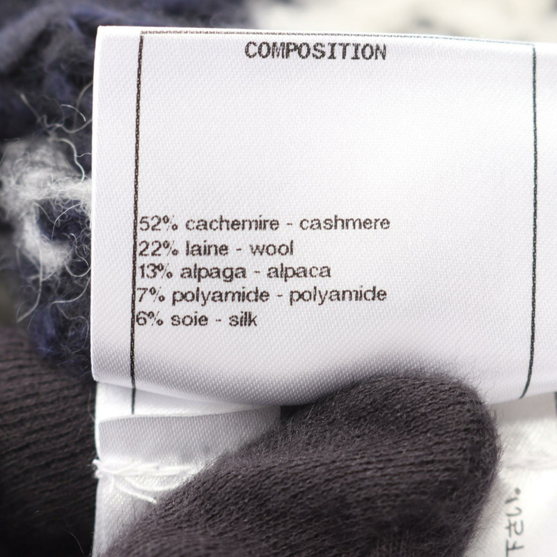 香奈兒 COCO 標誌紐帶針織衫,羊絨羊毛材質,海軍藍/白色,二手女款,34碼-4