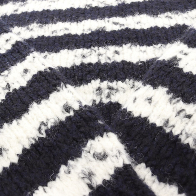 香奈兒 COCO 標誌紐帶針織衫,羊絨羊毛材質,海軍藍/白色,二手女款,34碼-6