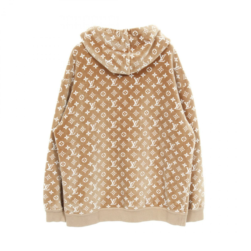 路易威登 Monogram 印花毛巾連帽衫，棉質，米色，二手，女款 XL 碼-1