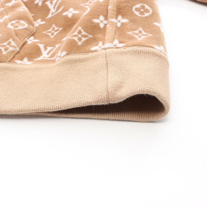 路易威登 Monogram 印花毛巾連帽衫，棉質，米色，二手，女款 XL 碼-7