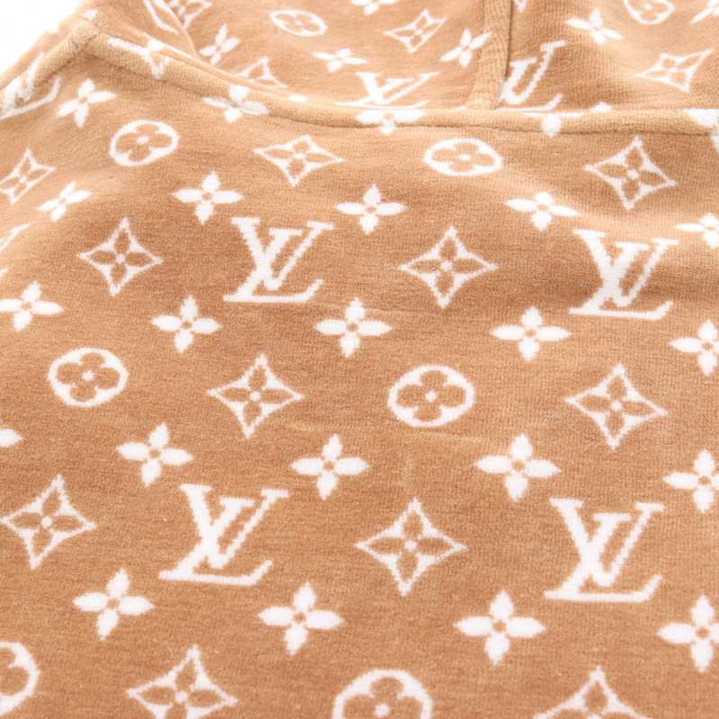 路易威登 Monogram 印花毛巾連帽衫，棉質，米色，二手，女款 XL 碼-9