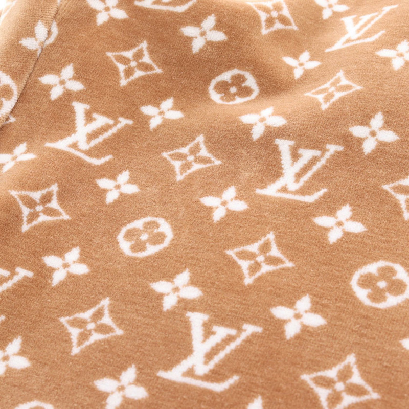 路易威登 Monogram 印花毛巾連帽衫，棉質，米色，二手，女款 XL 碼-10