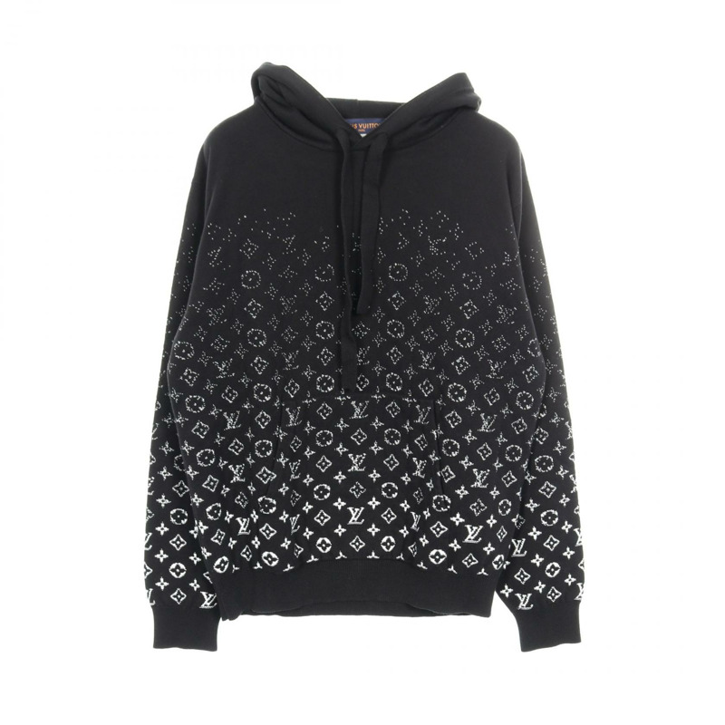 路易威登 Monogram 漸層連帽衫,純棉材質,黑白配色,二手男款 M 碼-0