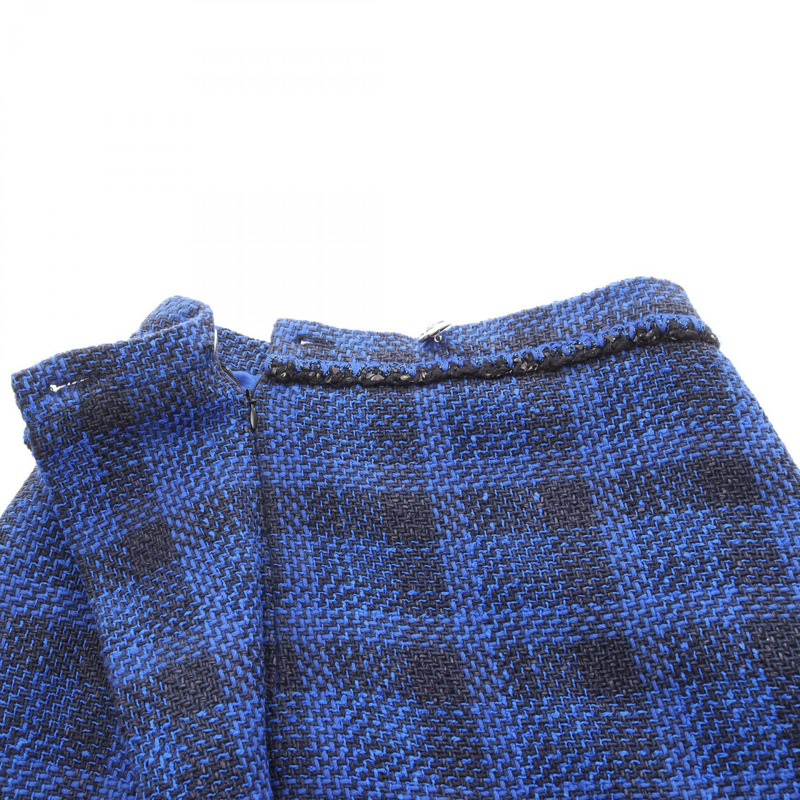 香奈兒 COCO 標誌紐扣半身棉質半身裙，藍黑色，二手，女款 36 碼-5