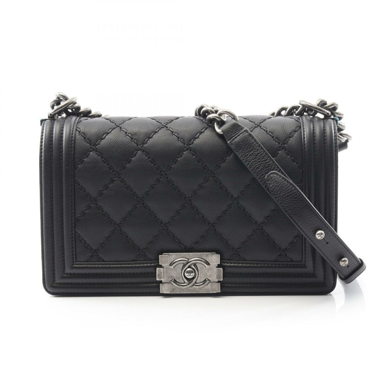 香奈兒 Boy Chanel 鏈條肩背包 A67086 黑色皮革 二手 女士 SHW CC-0