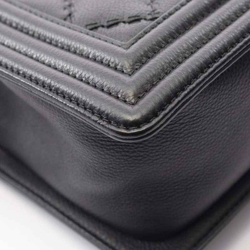 香奈兒 Boy Chanel 鏈條肩背包 A67086 黑色皮革 二手 女士 SHW CC-6