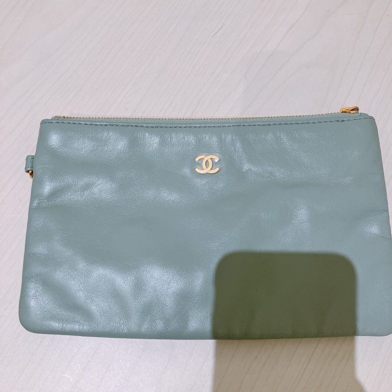 TK1863 Chanel 香奈兒中號子母垃圾袋 Shiny Calfskin Quilted 22 Medium Haze Blue X GHW-25