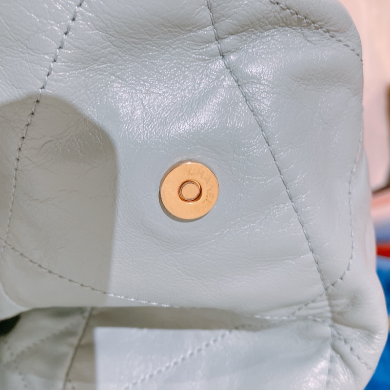 TK1863 Chanel 香奈兒中號子母垃圾袋 Shiny Calfskin Quilted 22 Medium Haze Blue X GHW-46