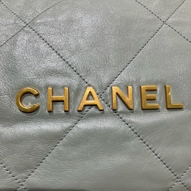 TK1863 Chanel 香奈兒中號子母垃圾袋 Shiny Calfskin Quilted 22 Medium Haze Blue X GHW-59