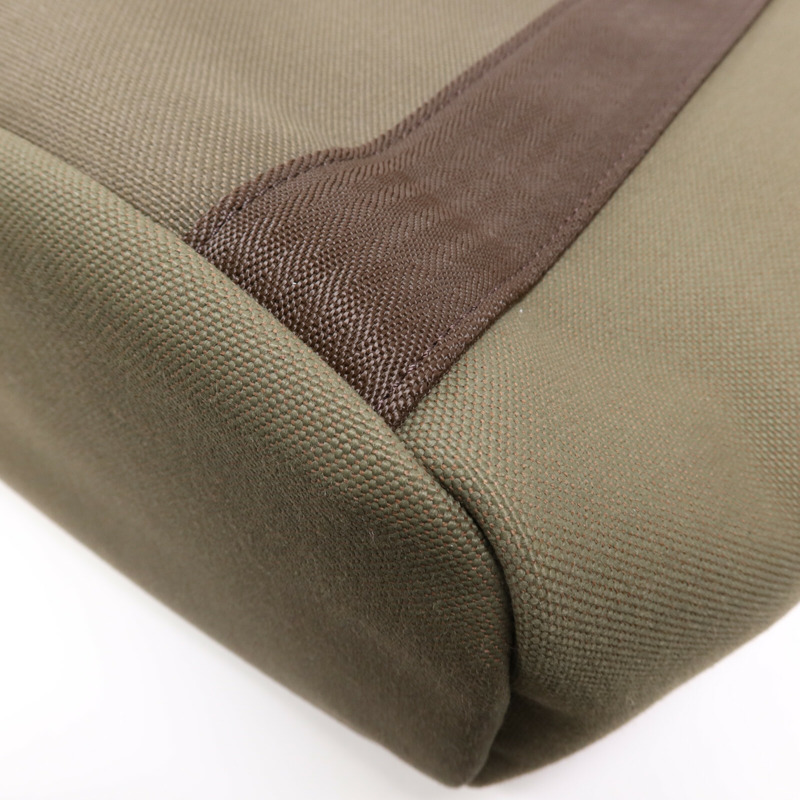 HERMES 帆布Sac De Pansage Groom銀扣手挽肩背兩用袋Green-6