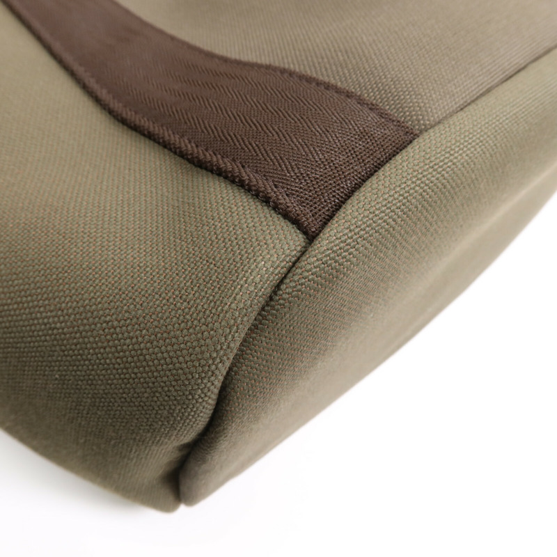 HERMES 帆布Sac De Pansage Groom銀扣手挽肩背兩用袋Green-9