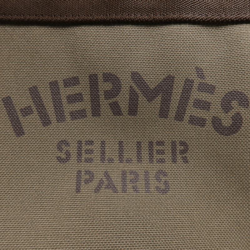 HERMES 帆布Sac De Pansage Groom銀扣手挽肩背兩用袋Green-11