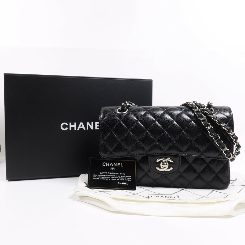 CHANEL 牛皮皮革Classic 23銀扣鏈帶肩背袋-9