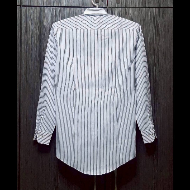 絕版BURBERRY 博柏利 BLACK LABEL 黑標 戰馬 男條紋長袖襯衫39號-1