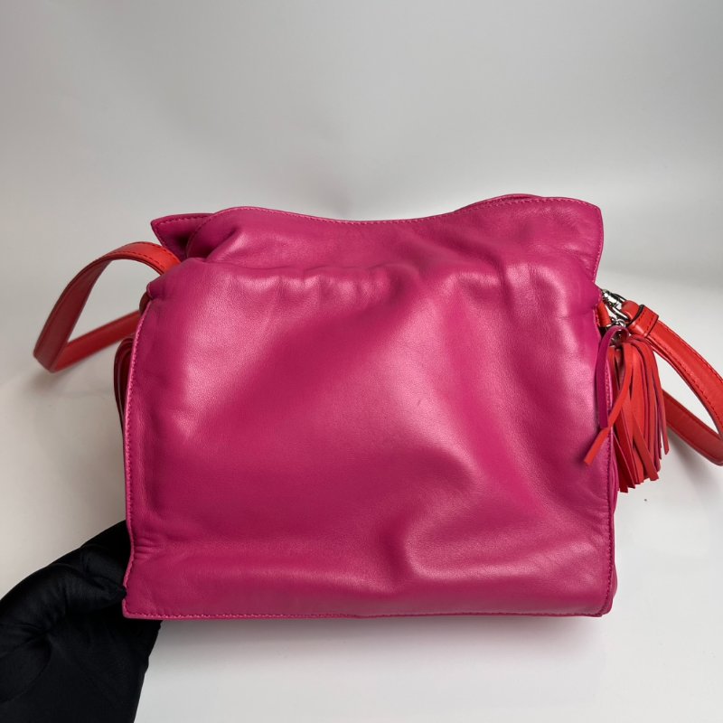 LOEWE 桃粉羊皮Flamenco 包舊版-1