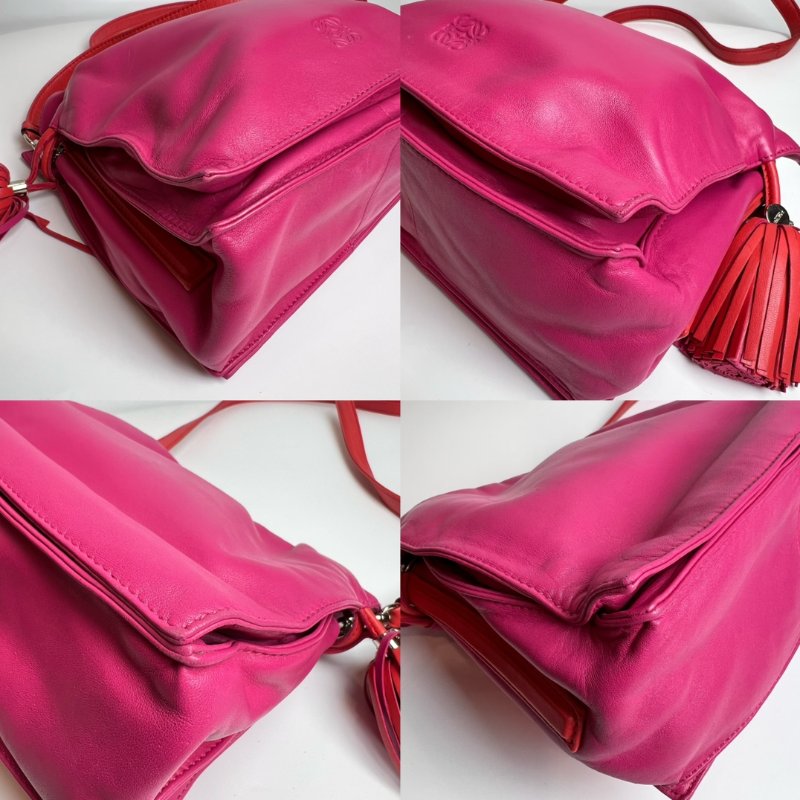 LOEWE 桃粉羊皮Flamenco 包舊版-13