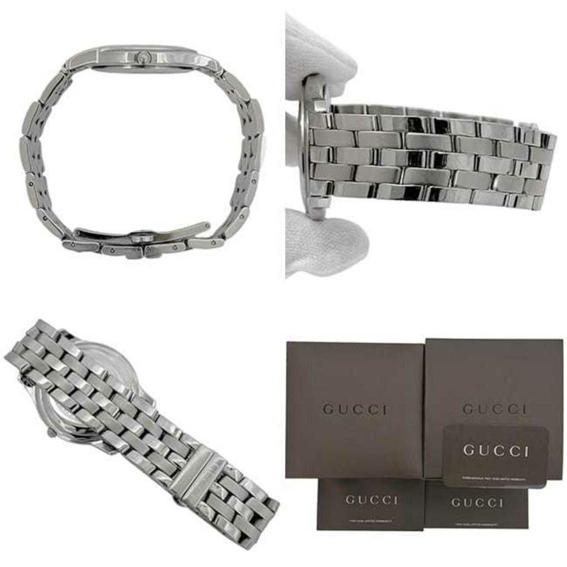 Gucci 5500M腕錶 f-24297 銀白色 YA055305 男士不鏽鋼石英錶 0163*** GUCCI 電池供電錶盤模擬日期顯示-3