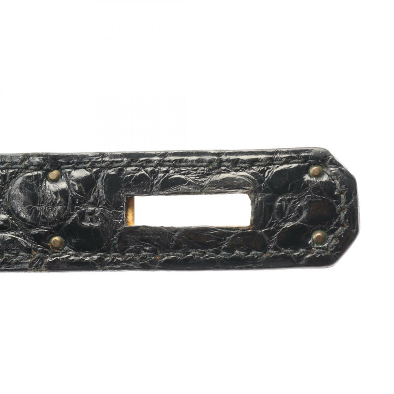 愛馬仕 Kelly 32 手提包，黑色，二手，女士款，採用 Porosus 鱷魚皮製成。-4