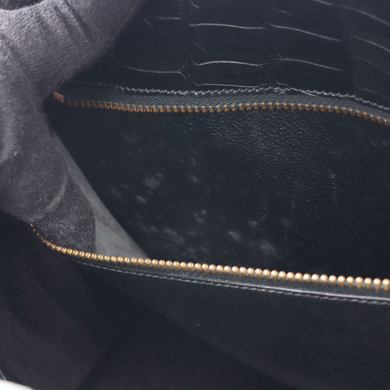 愛馬仕 Kelly 32 手提包，黑色，二手，女士款，採用 Porosus 鱷魚皮製成。-13