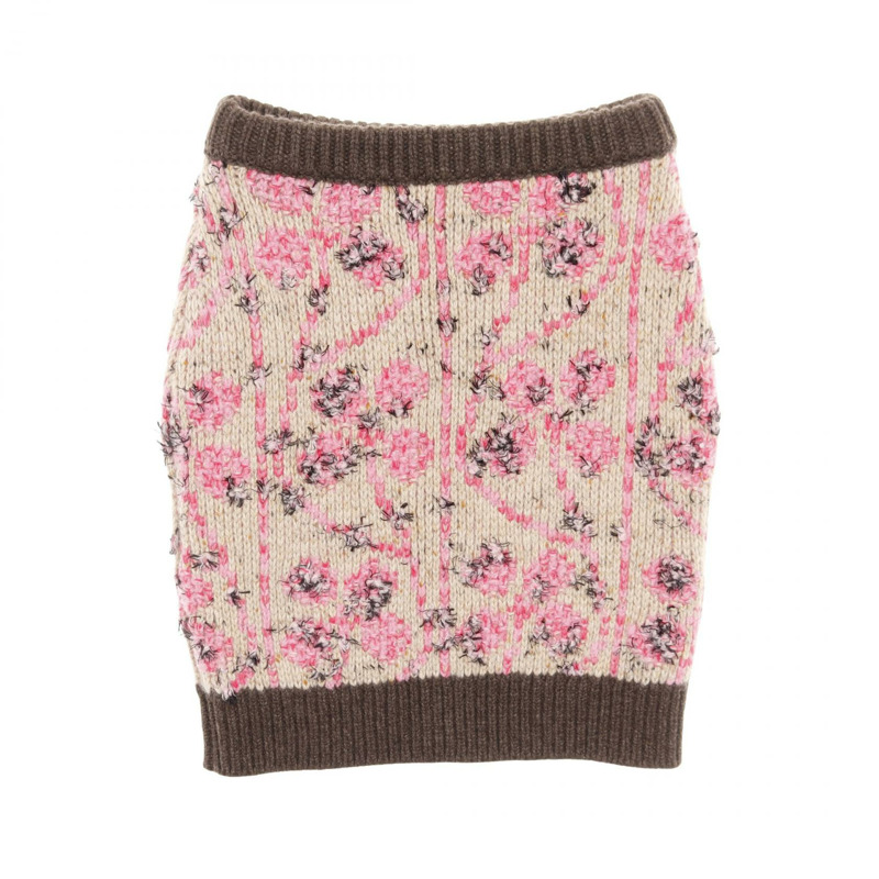 香奈兒 COCO 標誌半身裙，羊絨羊毛材質，米色、棕色、粉紅色，二手女款，38碼-1