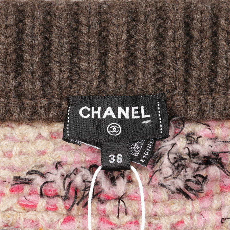 香奈兒 COCO 標誌半身裙，羊絨羊毛材質，米色、棕色、粉紅色，二手女款，38碼-2