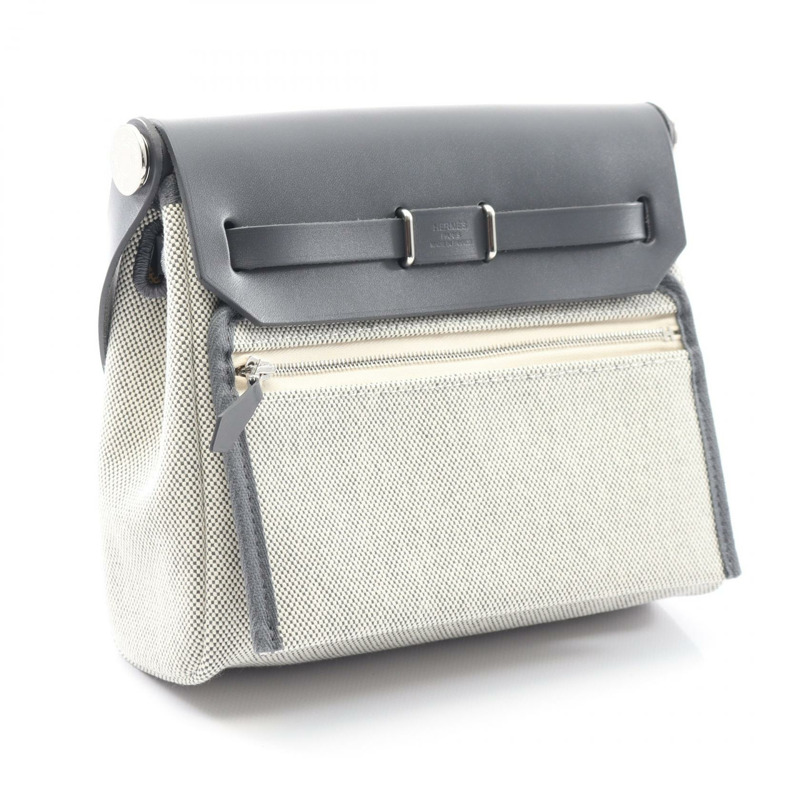 愛馬仕 Herbag Zip Mini 單肩包，帆布/Hunter 皮革，米色，二手-1