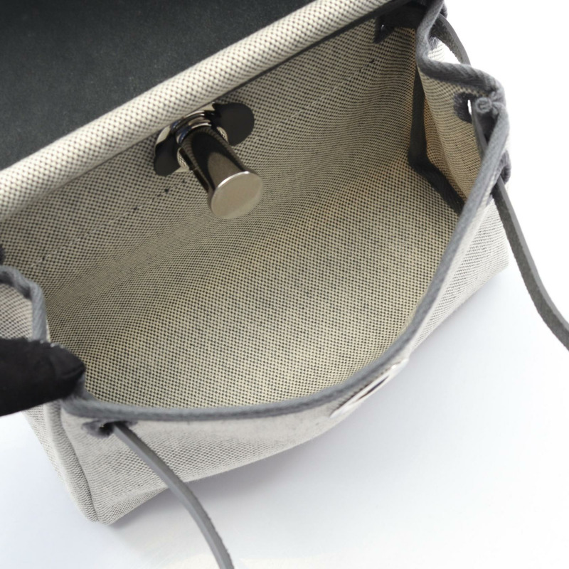 愛馬仕 Herbag Zip Mini 單肩包，帆布/Hunter 皮革，米色，二手-2