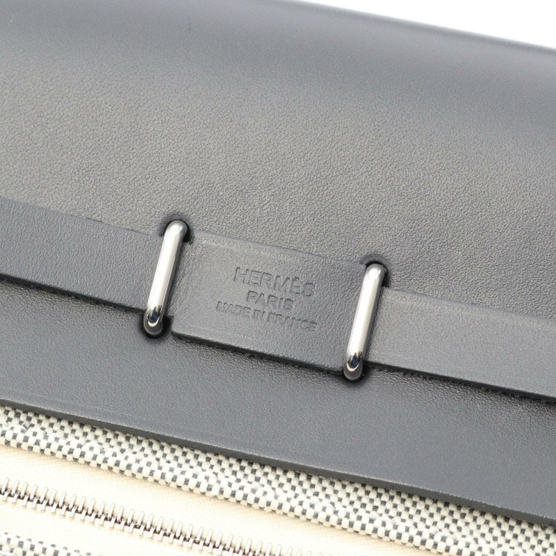 愛馬仕 Herbag Zip Mini 單肩包，帆布/Hunter 皮革，米色，二手-3