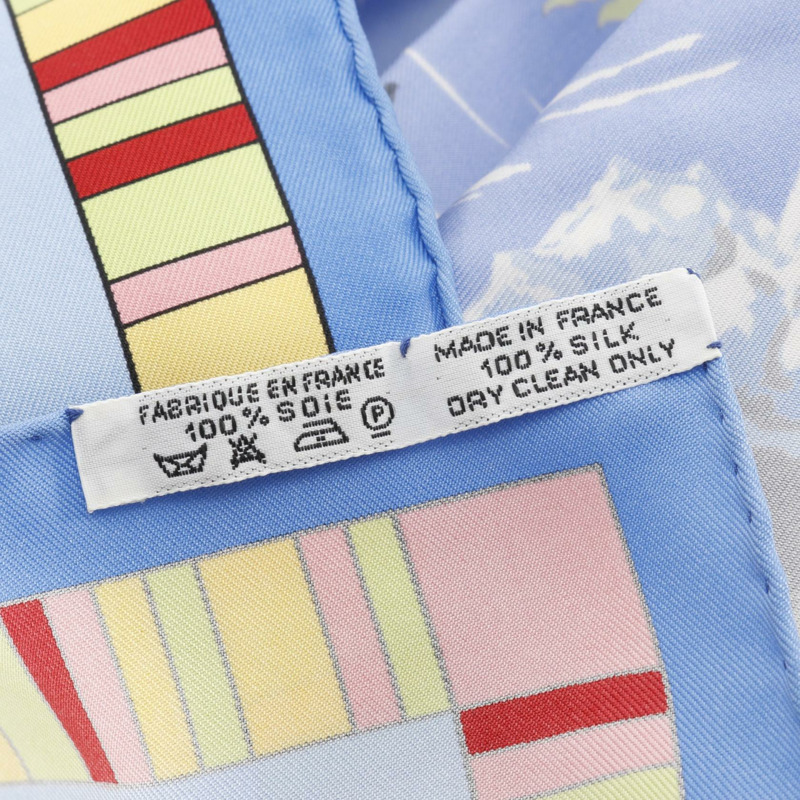 愛馬仕 Carre90 PRIERES AU VENT 絲巾，藍色多色真絲，二手女款-2