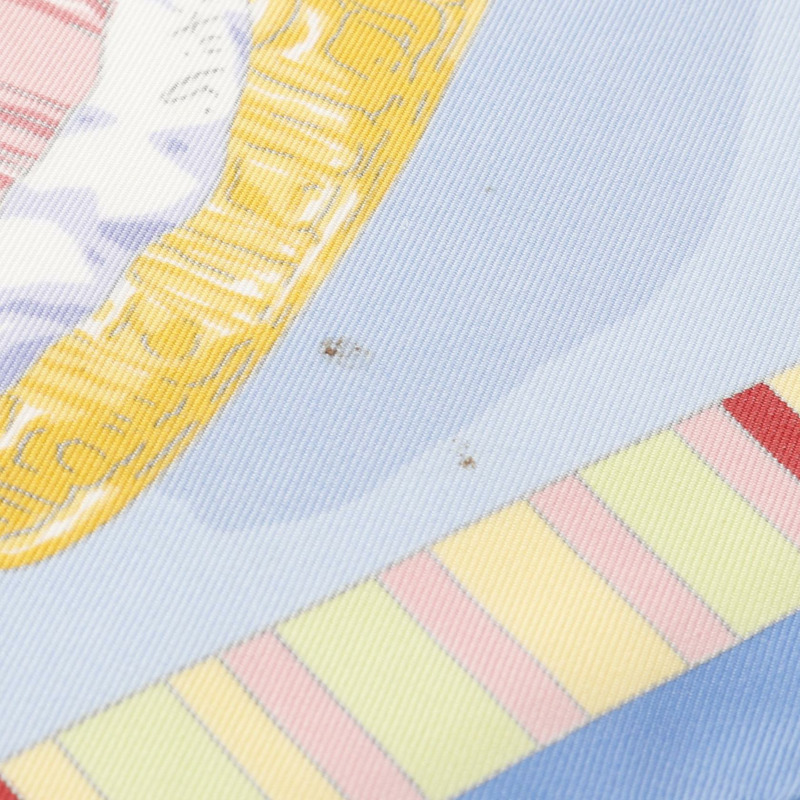 愛馬仕 Carre90 PRIERES AU VENT 絲巾，藍色多色真絲，二手女款-3